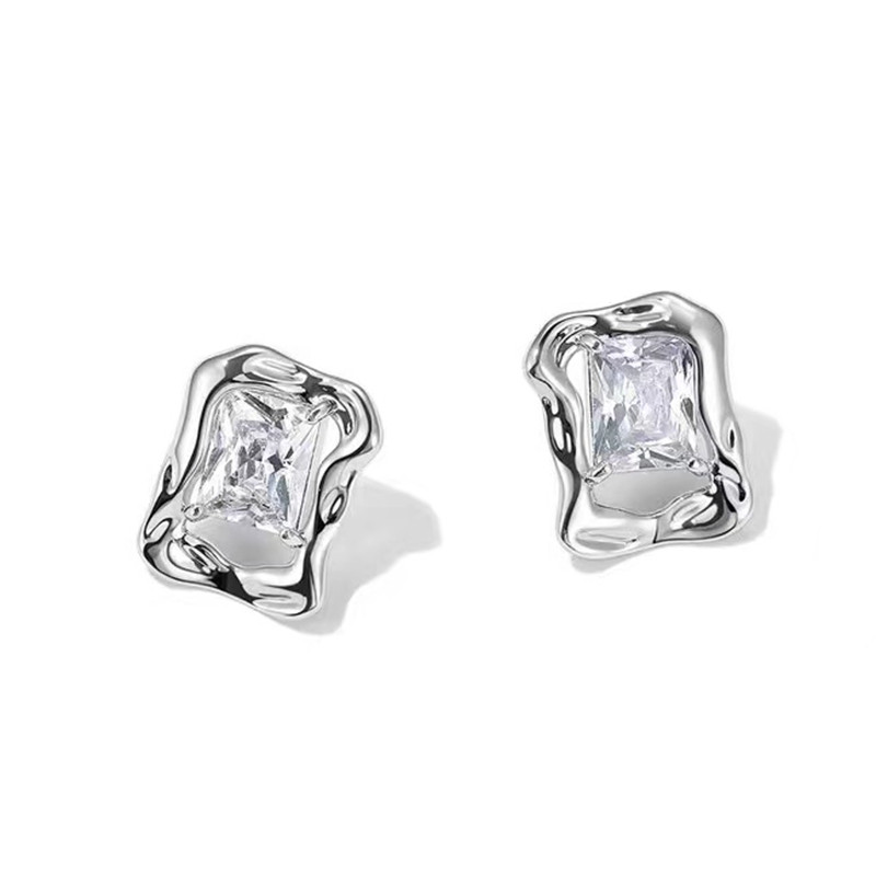 Europietiški ir amerikietiški vintažiniai geometriniai netaisyklingi stačiakampiai metalo inkrustuoti cirkonio auskarai moterims madingi papuošalų priedai