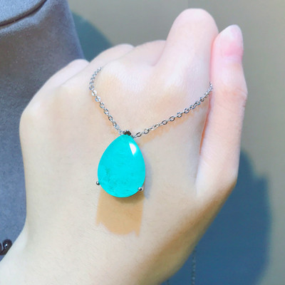 Charms Sidabrinės spalvos vestuvinių papuošalų rinkiniai merginoms Vintage imituoti Paraiba Turmalinas Vandens lašas pakabukas karoliai auskarai