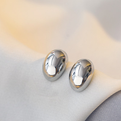 Minimalaus dizaino lygūs ovalūs metaliniai pupelių auskarai mieloms mergaitėms 2022 m. Nauji madingi papuošalai vakarėliui paprasti aksesuarai moterims