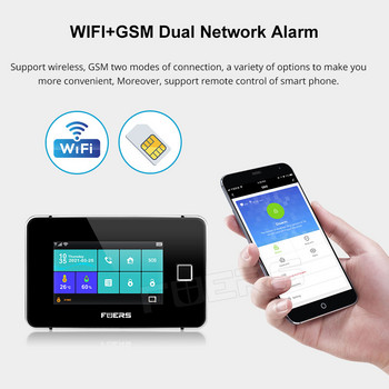 G60 FUERS Tuya WiFi GSM Σύστημα συναγερμού ασφαλείας για το σπίτι Οθόνη αφής Θερμοκρασία Υγρασία Οθόνη Δακτυλικών αποτυπωμάτων Έξυπνο κιτ συναγερμού Wifi