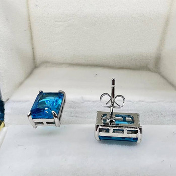 Луксозни бутикови обеци с метални инкрустации в морско синьо квадратни обеци с шипове Модни дамски ежедневни обеци Премиум обеци с шипове