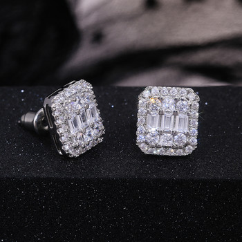 Huitan Нова мода с квадратна форма Дамски обеци на шипове Пълно павирани лъскави кристали Циркон Висококачествени женски модерни обеци на едро