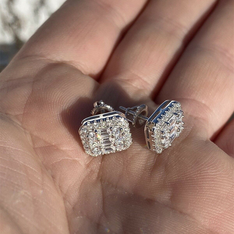 „Huitan“ naujos mados kvadratinės formos moteriški auskarai su smeigtukais, visiškai asfaltuoti blizgūs krištoliniai cirkoniai, aukštos kokybės moteriški madingi auskarai didmeninė prekyba