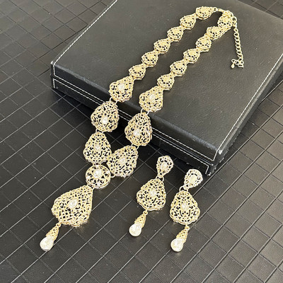 Maroko nuotakos kūno papuošalų karoliai auskarai juosmens grandinės komplektas prabangus prašmatnus vestuvių kaftano papuošalų rinkinys, reguliuojamo ilgio diržas