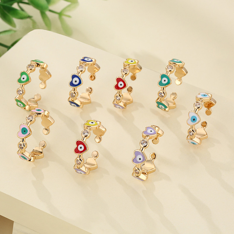 2022 Inel de ochi albastru de curcan cu inimă norocoasă pentru femei, fete, farmec, inele de degete de culoare aur din oțel inoxidabil, bijuterii de modă reglabile