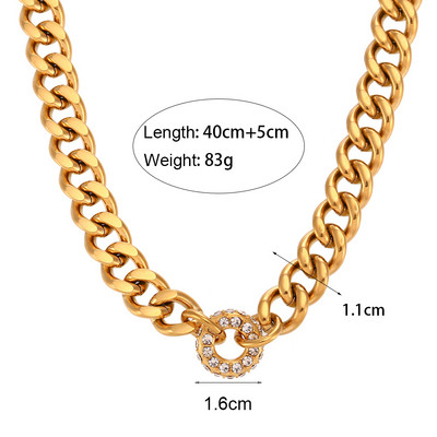 2022 m. Statement papuošalų rinkinys Stambus krištolo spurgos žavesys Kubietiškos grandinėlės karoliai apyrankės iš nerūdijančio plieno 18K paauksuoti papuošalai