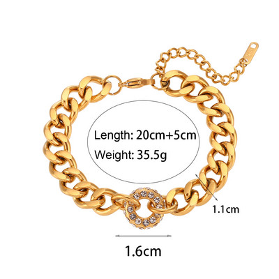 2022 m. Statement papuošalų rinkinys Stambus krištolo spurgos žavesys Kubietiškos grandinėlės karoliai apyrankės iš nerūdijančio plieno 18K paauksuoti papuošalai