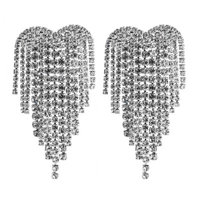 Trend Luxury Σκουλαρίκια από στρας Δήλωση Shine Heart Πολυέλαιος Σκουλαρίκια Δώρο Γάμου Κοσμήματα