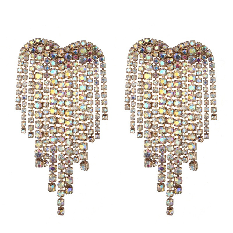 Trend Prabangūs Kalnų krištolo auskarai pareiškimas Shine Heart Sietynas Auskarai Vakarėlis Vestuvių Papuošalai Dovana