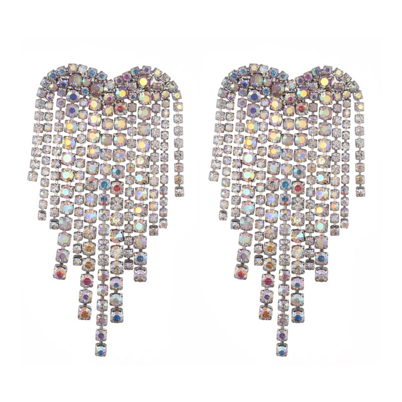 Trend Prabangūs Kalnų krištolo auskarai pareiškimas Shine Heart Sietynas Auskarai Vakarėlis Vestuvių Papuošalai Dovana