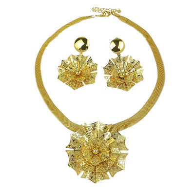 Dubajaus aukso spalvos papuošalų rinkinys moterims, gėlių auskarai, karoliai, papuošalų rinkiniai, afrikietiški prabangūs vestuvių dizaino aksesuarai MANILAI