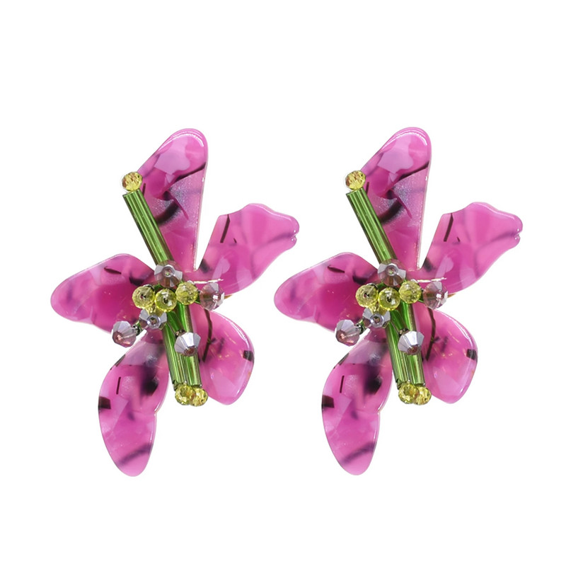 Rankomis austi spalvingi akrilo gėlių sėklų karoliukais papuošti „Choker“ karoliai, žiediniai auskarai, skirti mergaitėms „Boho“ etniniai madingi vakarėlio papuošalai