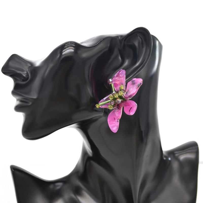 Rankomis austi spalvingi akrilo gėlių sėklų karoliukais papuošti „Choker“ karoliai, žiediniai auskarai, skirti mergaitėms „Boho“ etniniai madingi vakarėlio papuošalai