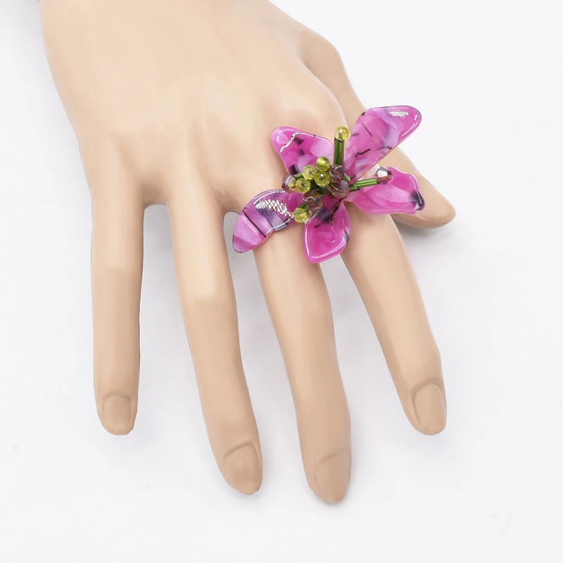 Rankomis austi spalvingi akrilo gėlių sėklų karoliukais papuošti „Choker“ karoliai, žiediniai auskarai, skirti mergaitėms „Boho“ etniniai madingi vakarėlio papuošalai