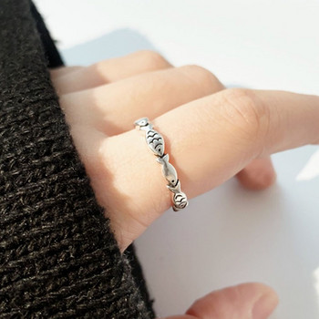 Бохо Винтидж сребърни пръстени с риба за жени Любовник Пръстен с пръст Подаръци за Свети Валентин Творчески регулируем отварящ се пръстен Бижута