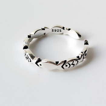 Boho Vintage ασημί δαχτυλίδια ψαριού για γυναίκες Lover δαχτυλίδι δαχτυλίδι δώρα για την Ημέρα του Αγίου Βαλεντίνου Δημιουργικό ρυθμιζόμενο κοσμήματα με ανοιγόμενο δαχτυλίδι