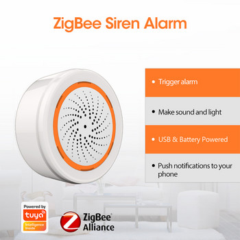 Ηχητική και φωτεινή σειρήνα συναγερμού Tuya Smart Zigbee με ηχείο Strobe Alerts 90dB για ασφάλεια στο σπίτι