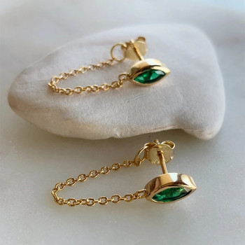 Luxury 925 ασημένια βελόνα επίχρυσα ένθετα πράσινη πέτρα σκουλαρίκια Γυναικεία κρεμαστά σκουλαρίκια πολύ μακριά αλυσίδα Κοσμήματα