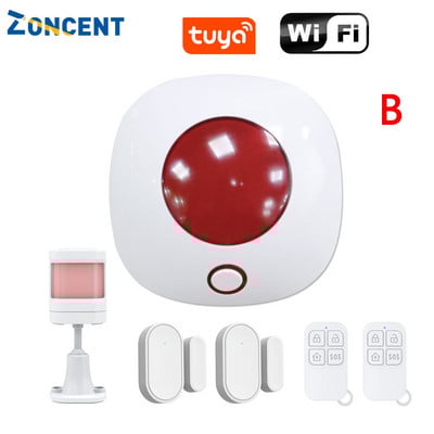 ZONCENT SN11 belaidė Wi-Fi strobe sirena Smart Home Security Signalizavimo sistemos rinkinys Tuya App Control 110dB Garsiakalbis