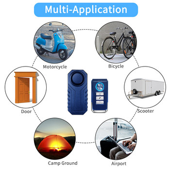 Awapow Велосипедна аларма против кражба 113dB Безжично дистанционно управление Аларма за откриване на вибрации Водоустойчив детектор за велосипед мотоциклет