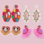 Bohemia Spalvingi Sėklų Karoliukai Blogos Akies Gėlė Drop Auskarai Moterims Rankų Darbo Kutas gulbė pareiškimas Dangle Auskarai Papuošalai