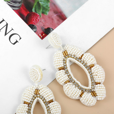 Bohemia Spalvingi Sėklų Karoliukai Blogos Akies Gėlė Drop Auskarai Moterims Rankų Darbo Kutas gulbė pareiškimas Dangle Auskarai Papuošalai