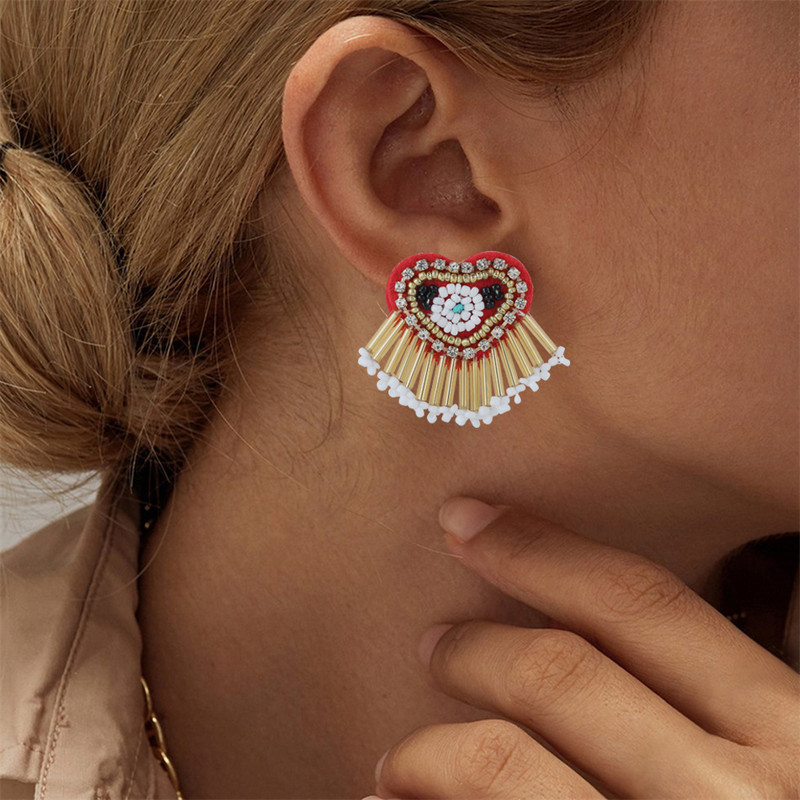 Bohemia Spalvingi Sėklų Karoliukai Blogos Akies Gėlė Drop Auskarai Moterims Rankų Darbo Kutas gulbė pareiškimas Dangle Auskarai Papuošalai