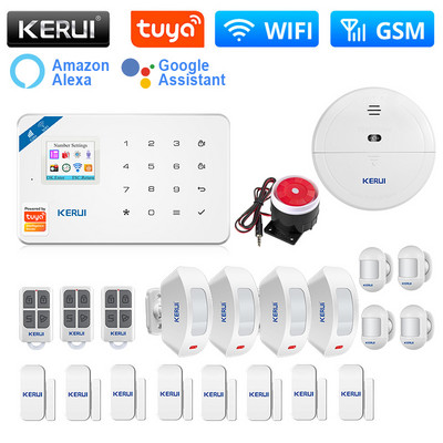 KERUI W181 signalizacijos sistema WIFI GSM signalizacija Smart Home Kit Tuya Smart Support Alexa judesio jutiklis detektorius durų jutiklis IP kamera