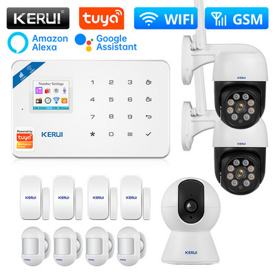 KERUI W181 signalizacijos sistema WIFI GSM signalizacija Smart Home Kit Tuya Smart Support Alexa judesio jutiklis detektorius durų jutiklis IP kamera