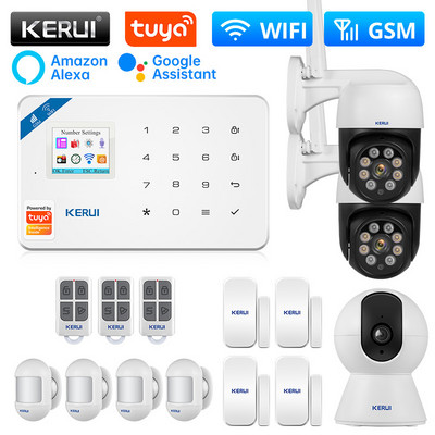 KERUI W181 signalizacijos sistema WIFI GSM signalizacija Smart Home Kit Tuya Smart Support Alexa judesio jutiklis detektorius durų jutiklis IP kamera