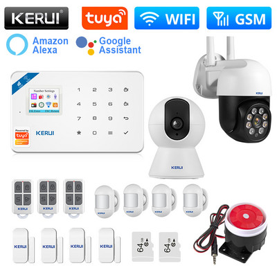 KERUI W181 signalizacijos sistema WIFI GSM signalizacija Smart Home Kit Tuya Smart Support Alexa judesio jutiklis detektorius durų jutiklis IP kamera