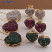 MHS.SUN Fashion Love Heart Kaklo papuošalas su AAA cirkonio moteriškais auskarais Prabangus CZ papuošalų rinkinys Valentino dienos dovanai