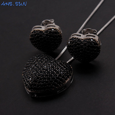 MHS.SUN Fashion Love Heart Kaklo papuošalas su AAA cirkonio moteriškais auskarais Prabangus CZ papuošalų rinkinys Valentino dienos dovanai