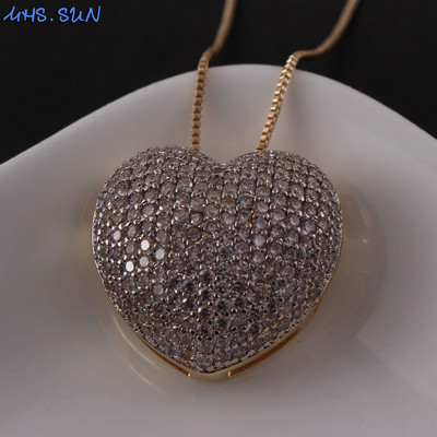 MHS.SUN Fashion Love Heart Kaklo papuošalas su AAA cirkonio moteriškais auskarais Prabangus CZ papuošalų rinkinys Valentino dienos dovanai