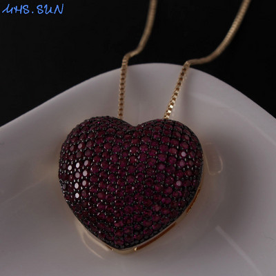 MHS.SUN Fashion Love Heart Kaklo papuošalas su AAA cirkonio moteriškais auskarais Prabangus CZ papuošalų rinkinys Valentino dienos dovanai