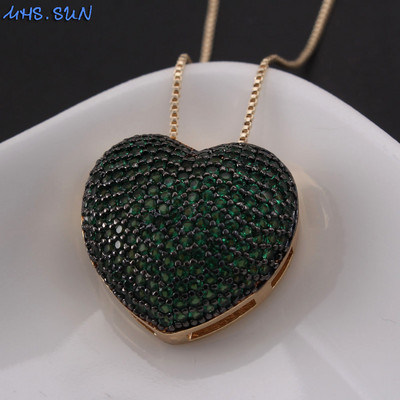 MHS.SUN Fashion Love Heart Kaklo papuošalas su AAA cirkonio moteriškais auskarais Prabangus CZ papuošalų rinkinys Valentino dienos dovanai