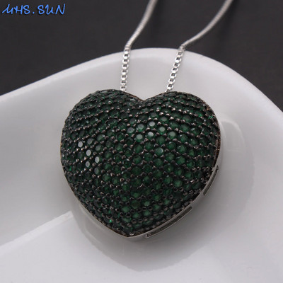 MHS.SUN Fashion Love Heart Kaklo papuošalas su AAA cirkonio moteriškais auskarais Prabangus CZ papuošalų rinkinys Valentino dienos dovanai