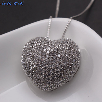 MHS.SUN Fashion Love Heart Kaklo papuošalas su AAA cirkonio moteriškais auskarais Prabangus CZ papuošalų rinkinys Valentino dienos dovanai
