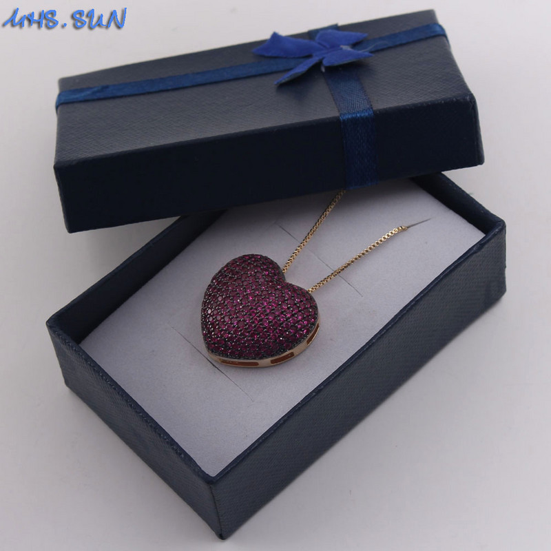 MHS.SUN Fashion Love Heart Kaklo papuošalas su AAA cirkonio moteriškais auskarais Prabangus CZ papuošalų rinkinys Valentino dienos dovanai
