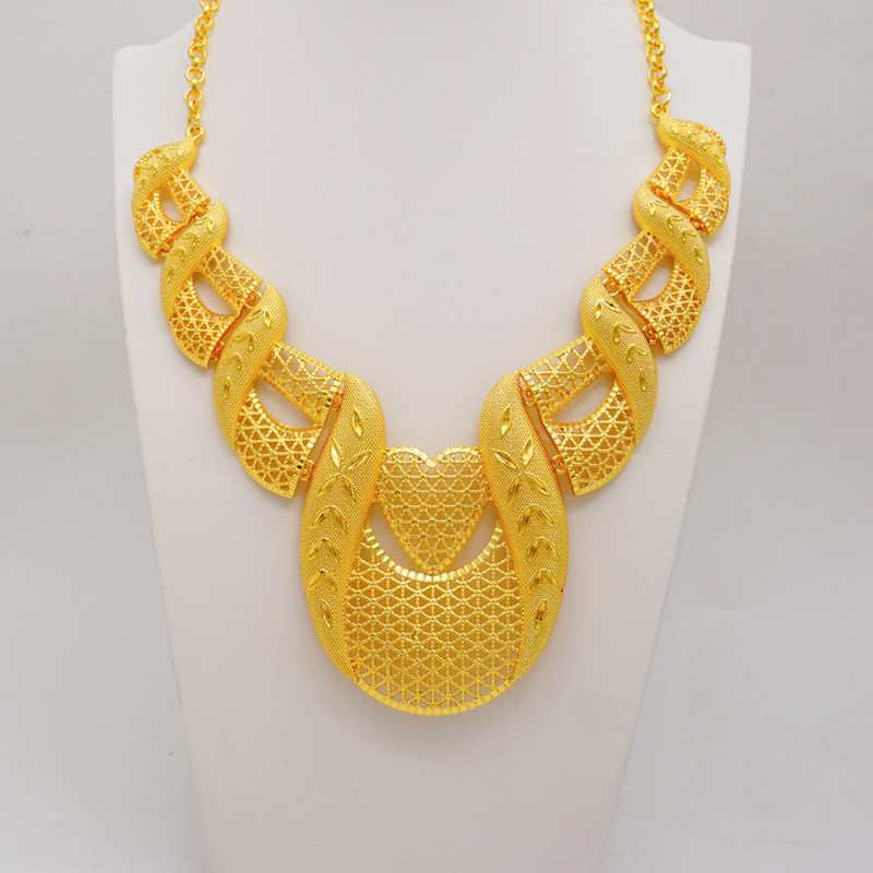 Mada NAUJA Indija Dubajaus aukso spalvos dideli karoliai auskarų žiedų apyrankių rinkiniai moterims Afrikos vestuvių dovanos papuošalų rinkinys