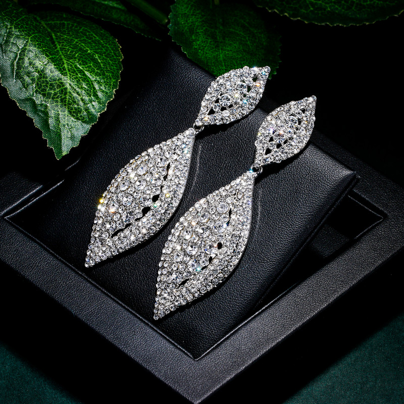 Cерьги Moteriški auskarai ašarų krištoliniai kabai Estetiški vestuviniai nuotakos papuošalai Dovana Prabangus Kolczyki Brincos Afrikos