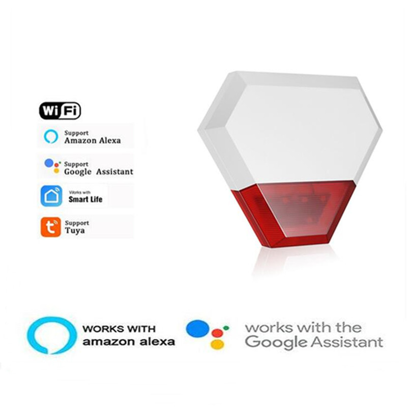 „Tuya WiFi Outdoor Strobe“ sirenos signalizacijos vandeniui atspari žibintuvėlio sirena su „Alexa Google APP“, skirta „WiFi“ namų apsaugos signalizacijos sistemai