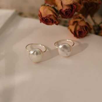 ASHIQI Φυσικό μπαρόκ μαργαριτάρι γλυκού νερού 925 ασημένιο κορεατικό δαχτυλίδι Γυναικεία κοσμήματα