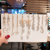 Vienas rinkinys 5 poros Korėjos stiliaus segtukas ant auskarų be pradurtų paprasto stiliaus geometrinių klipų auskarai