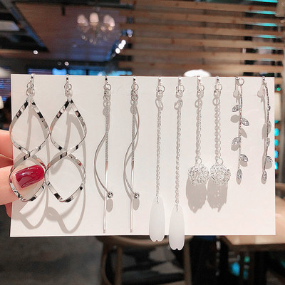 Vienas rinkinys 5 poros Korėjos stiliaus segtukas ant auskarų be pradurtų paprasto stiliaus geometrinių klipų auskarai