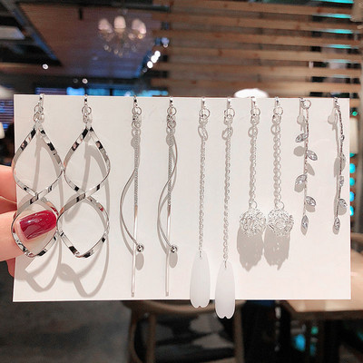 Vienas rinkinys 5 poros Korėjos stiliaus segtukas ant auskarų be pradurtų paprasto stiliaus geometrinių klipų auskarai