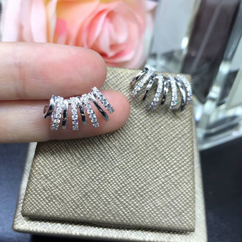 Huitan Chic обеци на шипове Дамско сватбено парти Луксозни сребърни обеци с нокти Деликатен пиърсинг на ушите Модни бижута Drop Ship