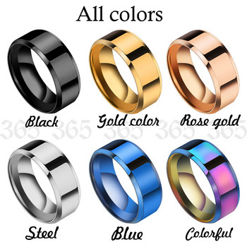 Нов дизайн, 8 мм ширина, черен титаниев неръждаем пръстен за жени, мъже, висококачествен двоен пръстен, сватбени бижута
