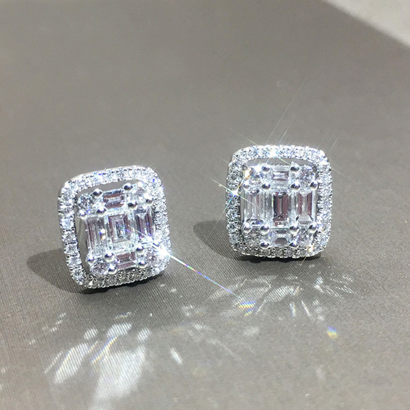 „Huitan“ geometrinės formos kubiniai cirkonio oksido auskarai, moteriški kasdieniai dėvimi vestuvių vakarėlio ausų aksesuarai geros kokybės madingi papuošalai