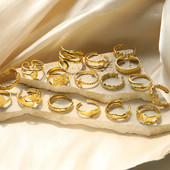 Bohemian Love širdies formos žiedų rinkinys moterims nerūdijančio plieno žvaigždės gėlėtas bambuko žiedas geometriniai papuošalai ofertas con envio nemokamai